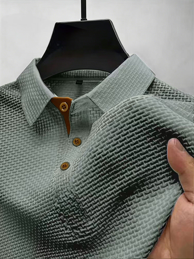 T-shirt à manches courtes en soie glacée pour homme, col rond, couleur unie d'été