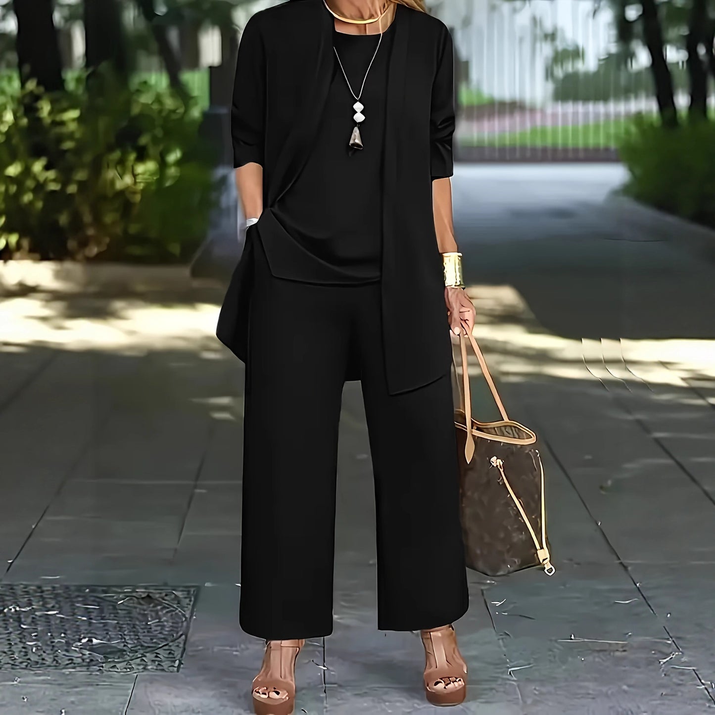 Ensemble décontracté : cardigan à manches longues, gilet et pantalon