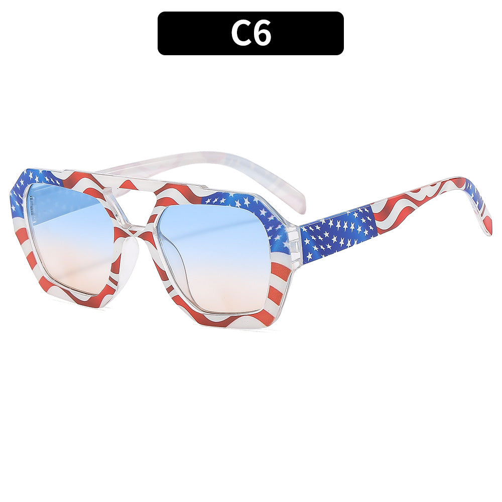 Lunettes de soleil à motif drapeau américain à double barre avec protection UV