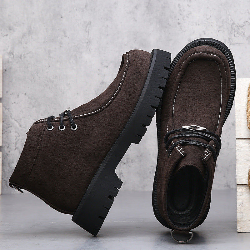 Bottes rétro pour hommes Martin en cuir véritable à plateforme