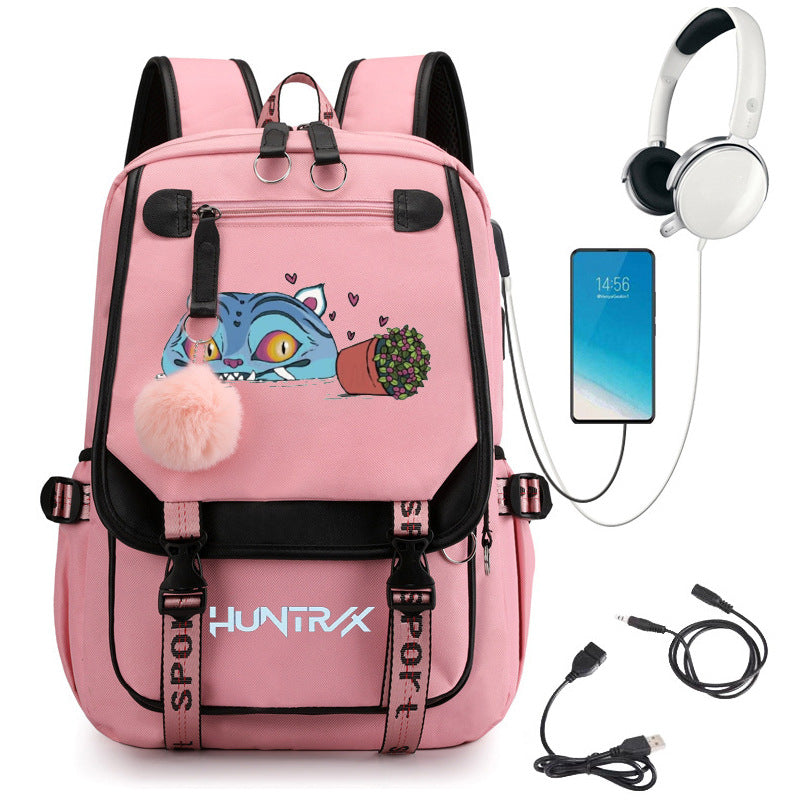 Sac à dos d'école avec motif cartoon et grande capacité