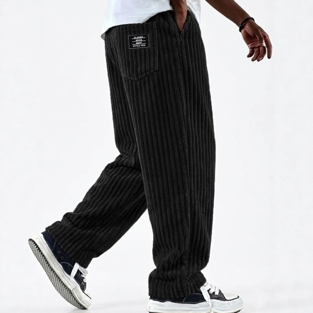 Pantalon décontracté pour hommes en velours côtelé à rayures verticales