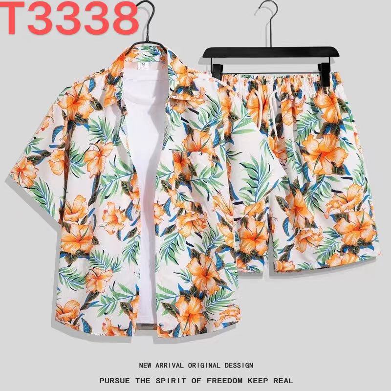 Habit :Ensemble chemise et short à fleurs hawaïennes