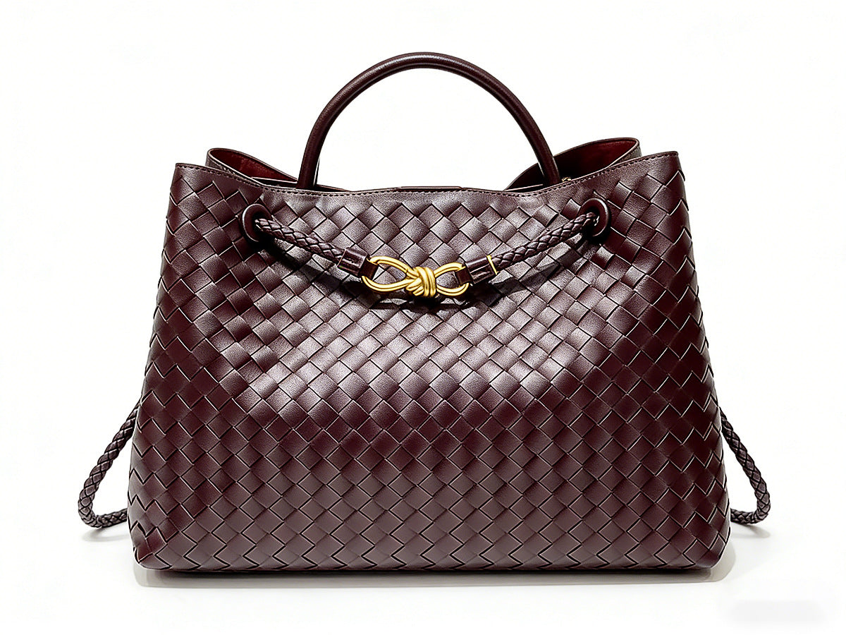 Sac fourre-tout tissé avec boucle en corde métallique