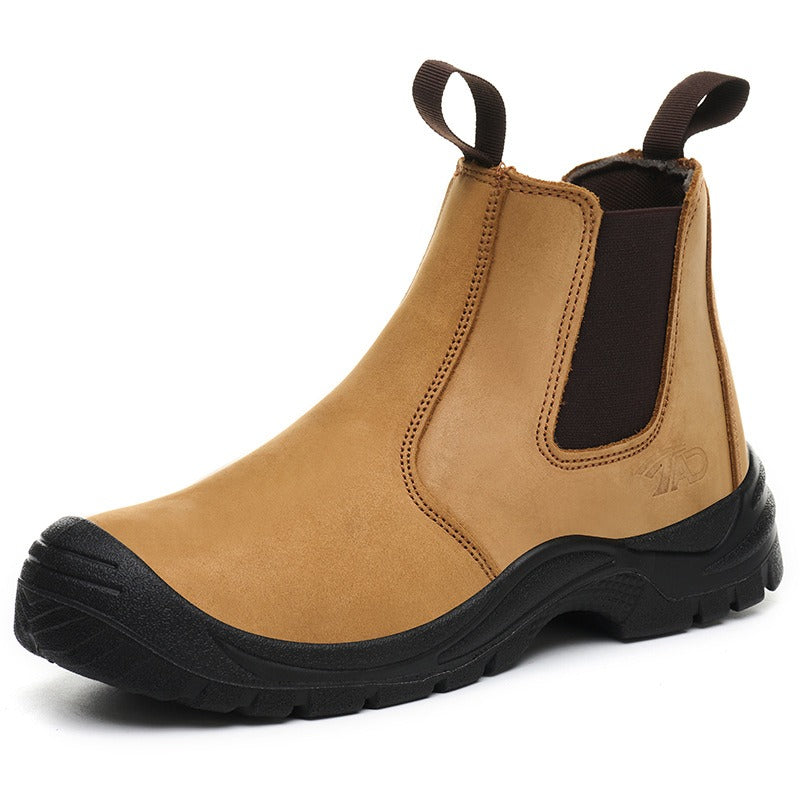 Bottes de sécurité pour hommes, en cuir de vachette anti-écrasement et anti-perforation