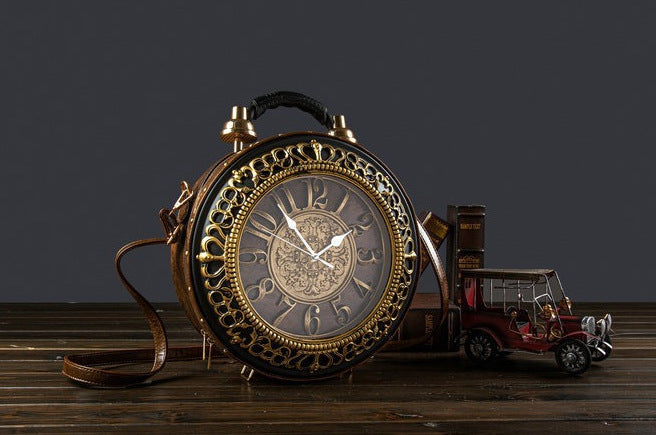 Sac à main au design d'horloge rétro