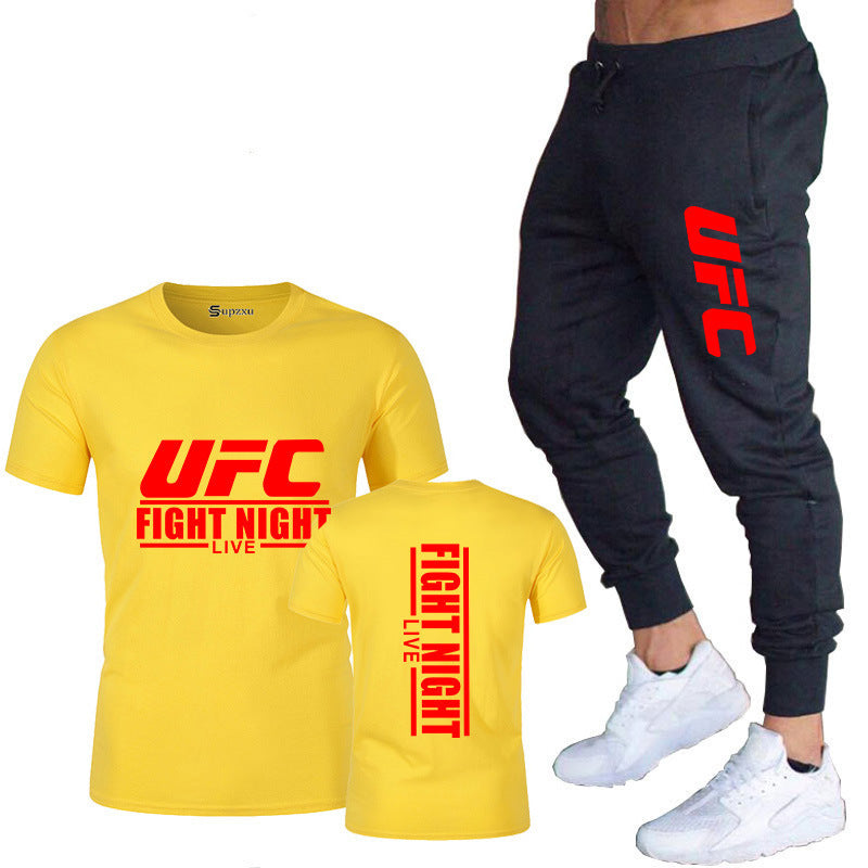 Ensemble de vêtements de sport pour hommes comprenant un t-shirt en coton et un pantalon