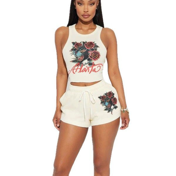 Ensemble gilet et short imprimés