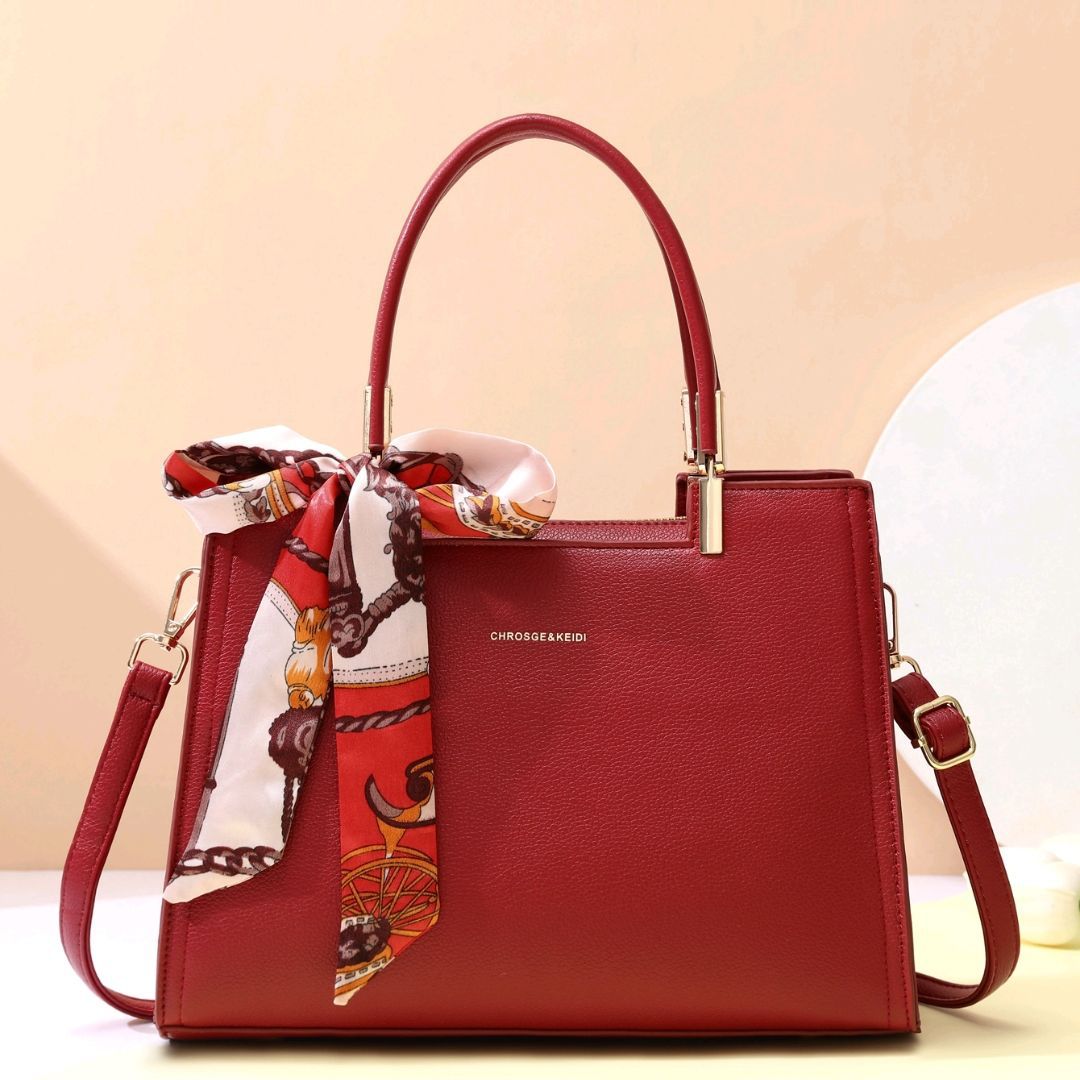 Sac à main Fuguiming en cuir PU magenta avec nœud papillon