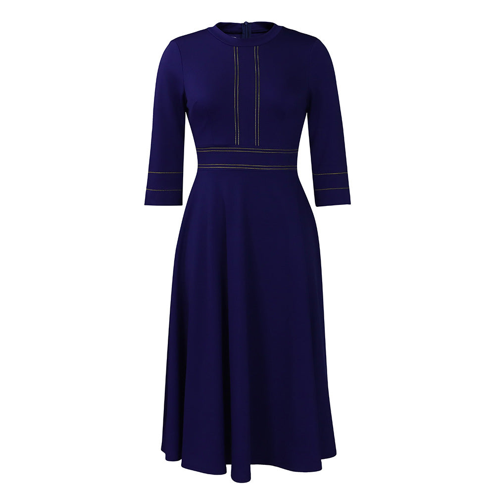 Robe trapèze à manches courtes pour femme
