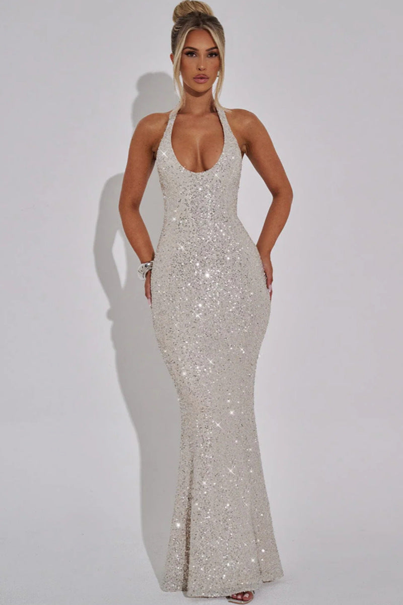 Robe sans manches à col licou pour femmes