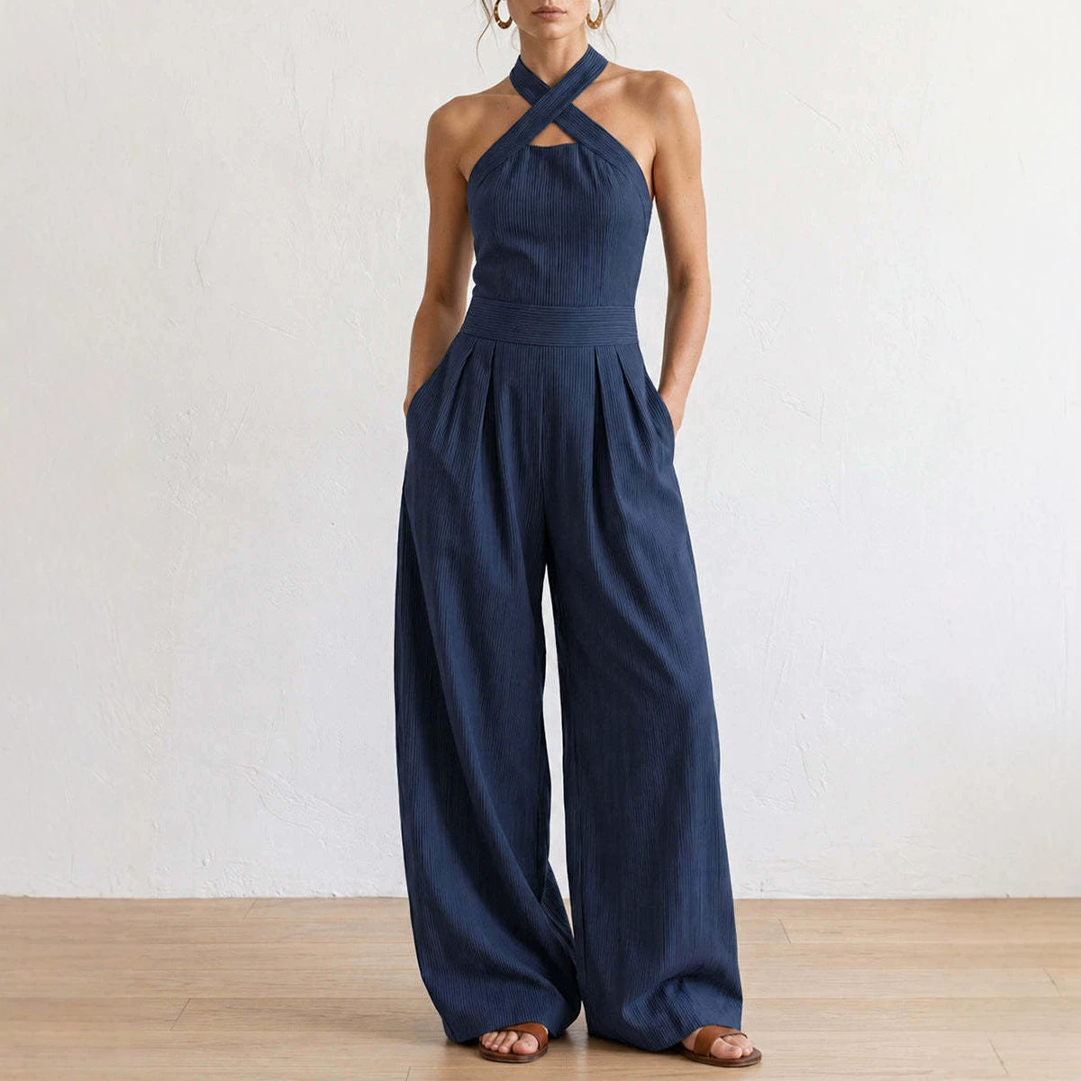 Combinaison sans manches à col halter