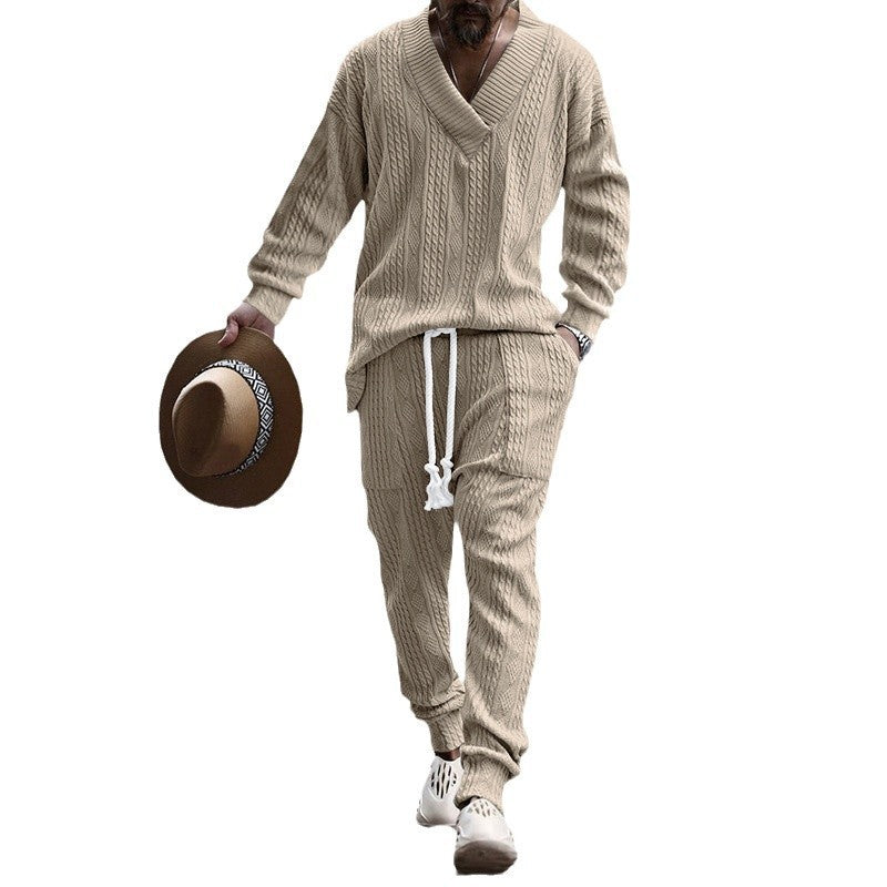 Costume décontracté pour hommes en maille jacquard