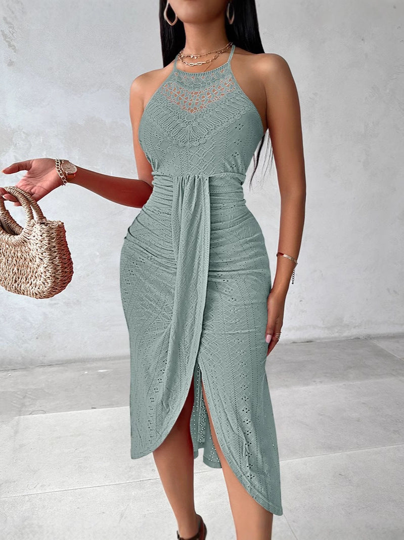 Robe pour femmes à col halter avec ourlet irrégulier
