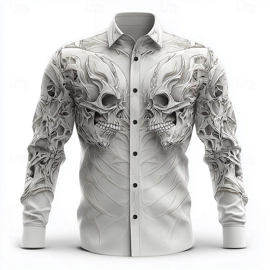 Chemise décontractée imprimée gothique, coupe ample, manches courtes