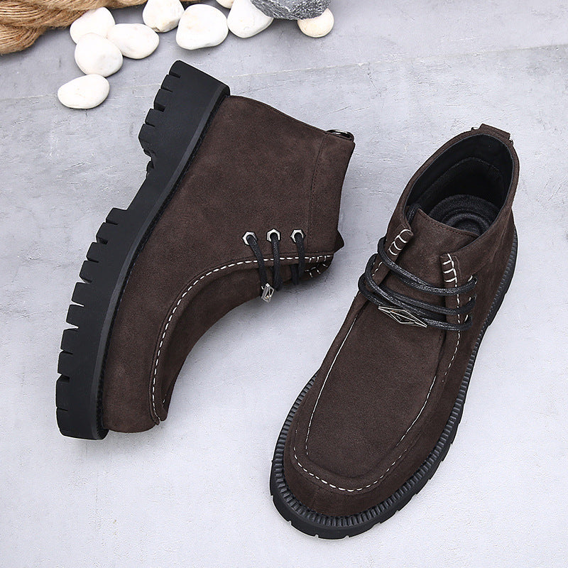 Bottes rétro pour hommes Martin en cuir véritable à plateforme