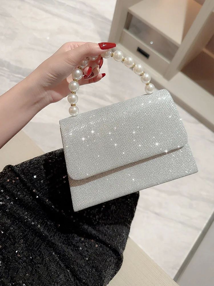 Sac bandoulière à chaîne perle brillante pour femme