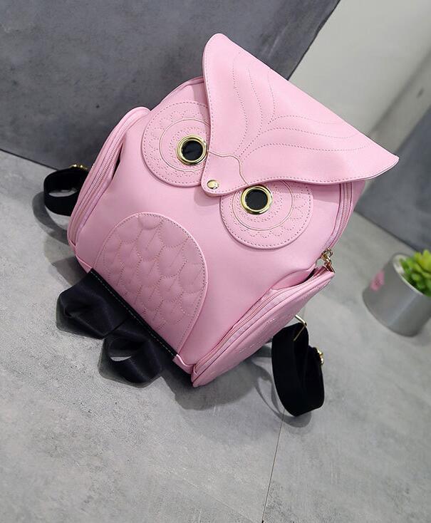 Sac à dos en similicuir PU avec motif chouette pour femmes