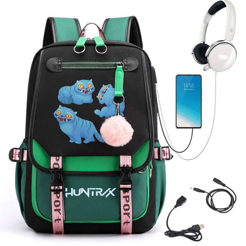Sac à dos d'école avec motif cartoon et grande capacité