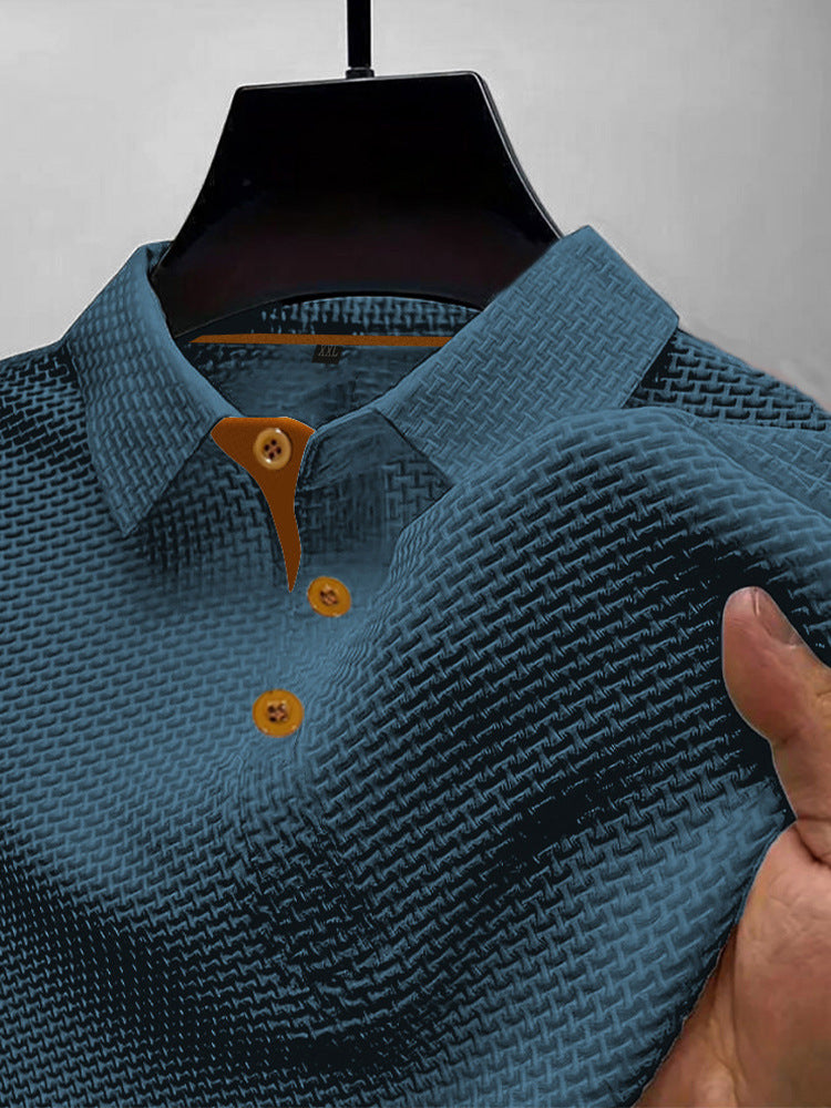 T-shirt à manches courtes en soie glacée pour homme, col rond, couleur unie d'été
