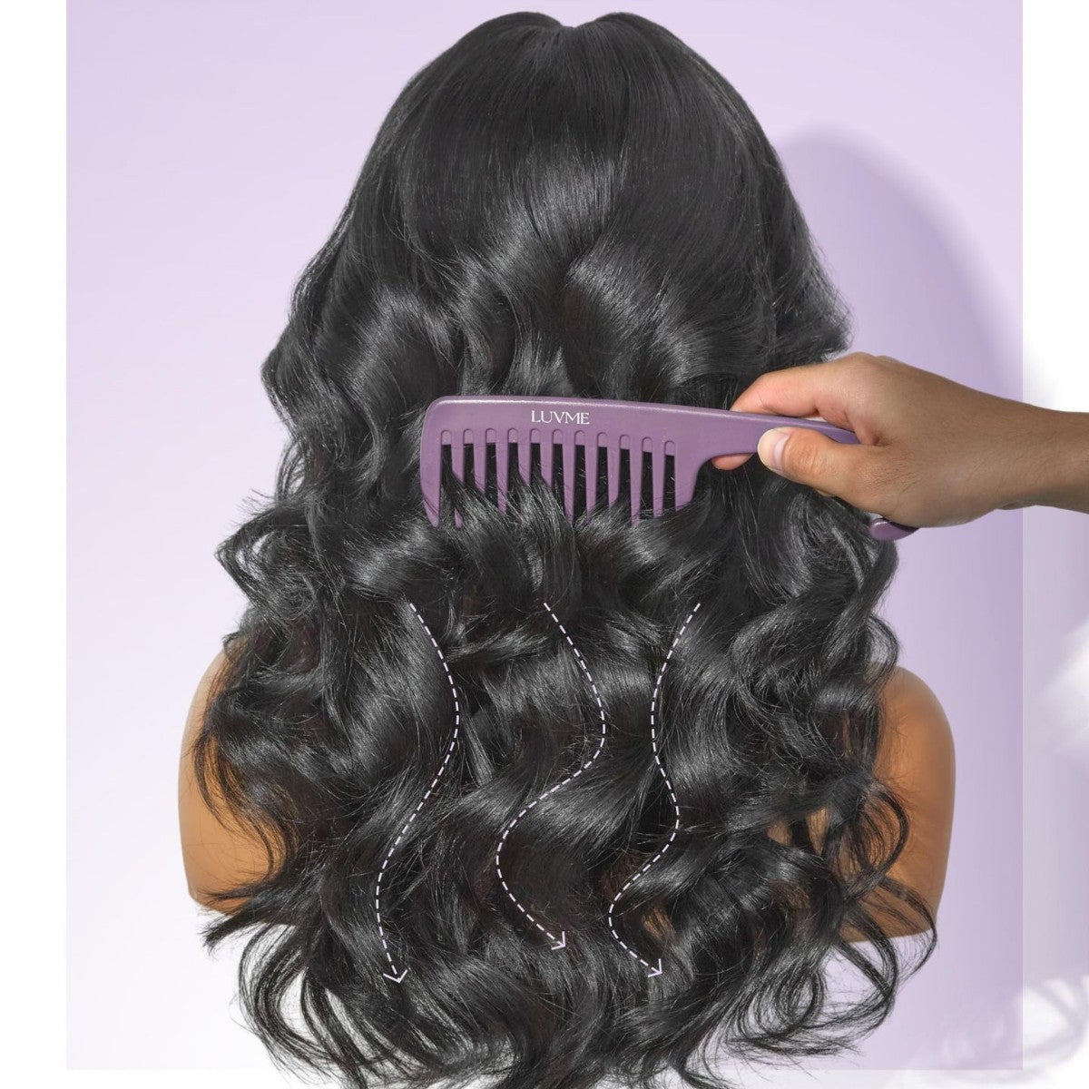 Perruque en cheveux humains à grosses vagues, mi-longue