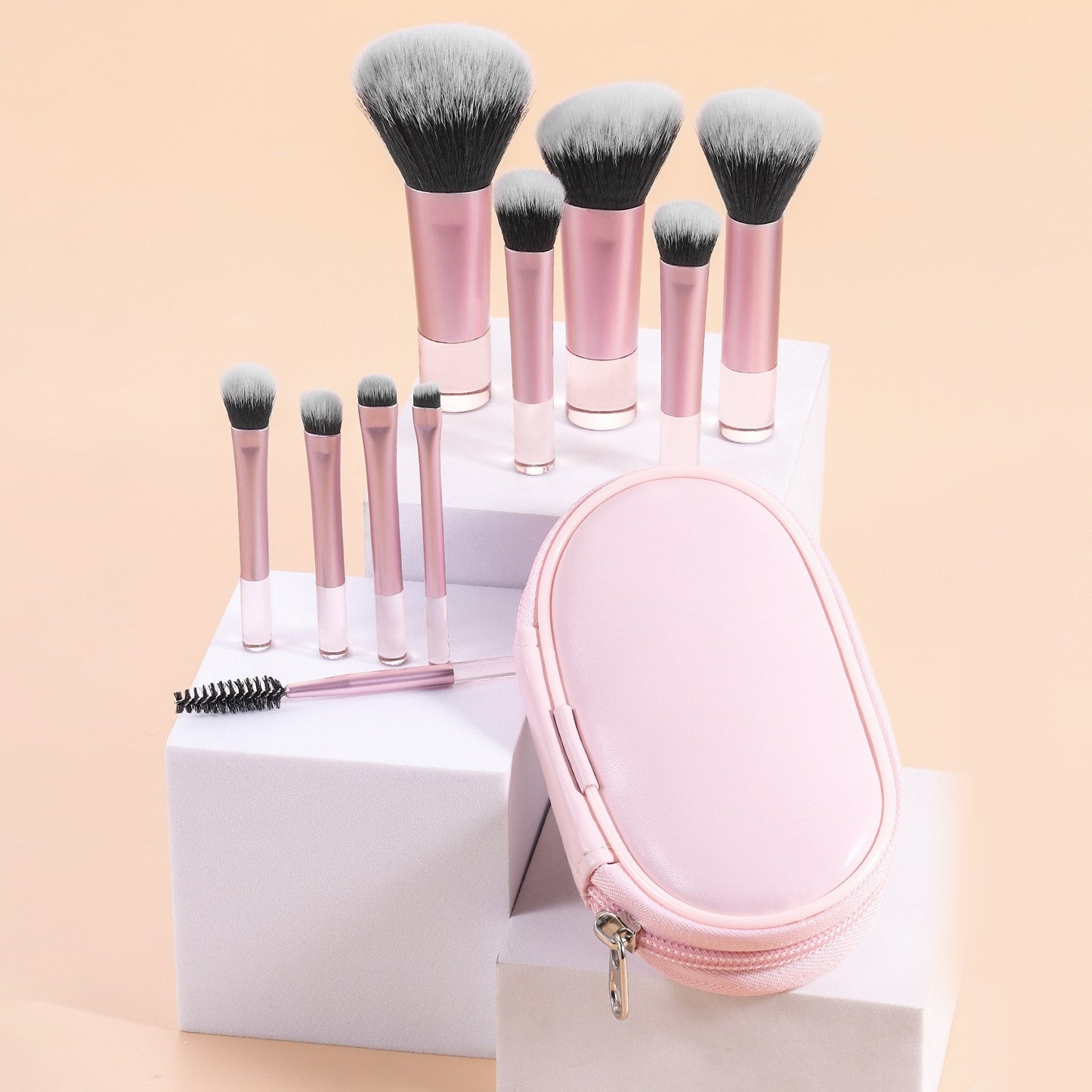 Mini pinceaux de maquillage avec étui à pinceaux