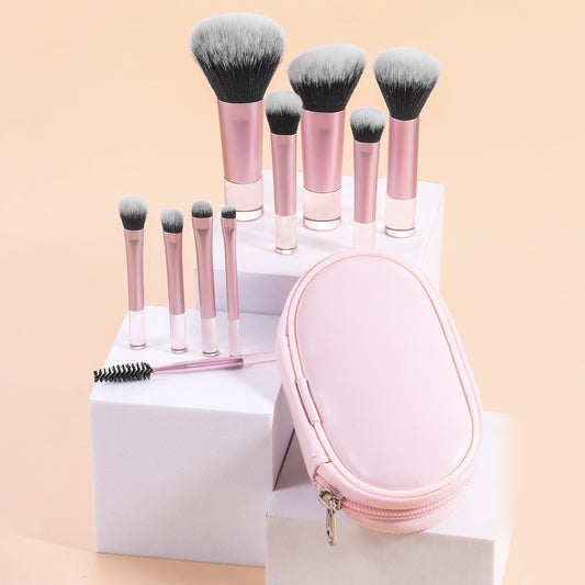 Mini pinceaux de maquillage avec étui à pinceaux