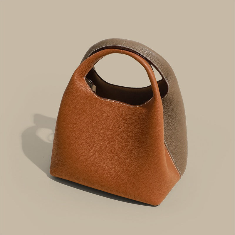Sac à main seau en cuir véritable pour femme