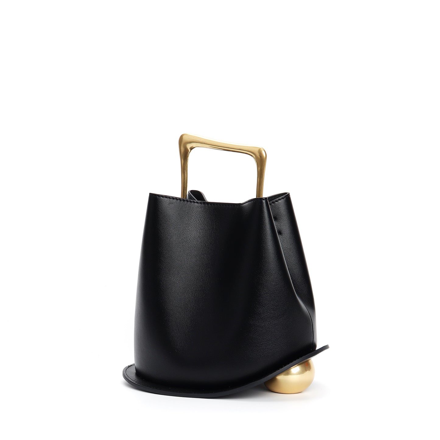 Sac seau en cuir véritable avec bandoulière réglable