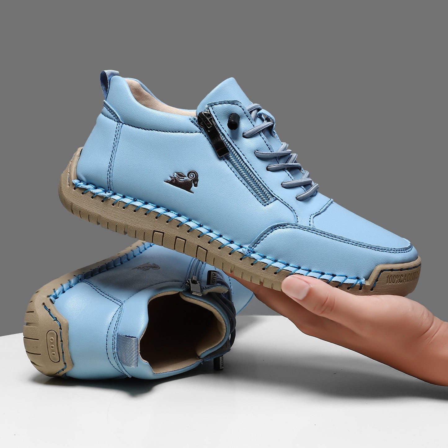 Chaussures plates à semelle souple cousues main