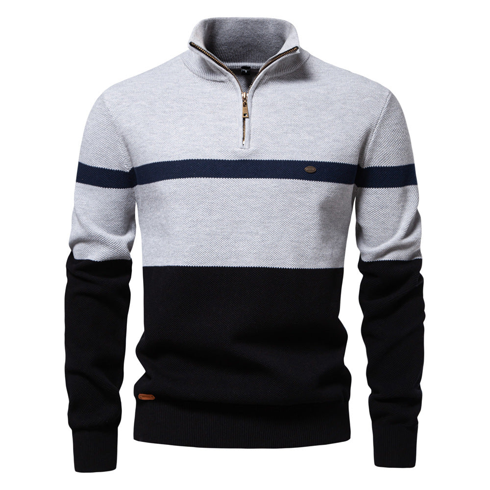 Pull en tricot pour hommes à col montant