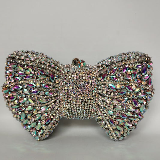 Sac de soirée à nœud en strass avec chaîne