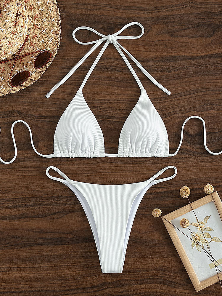 Maillot de bain bikini à lacets pour femmes