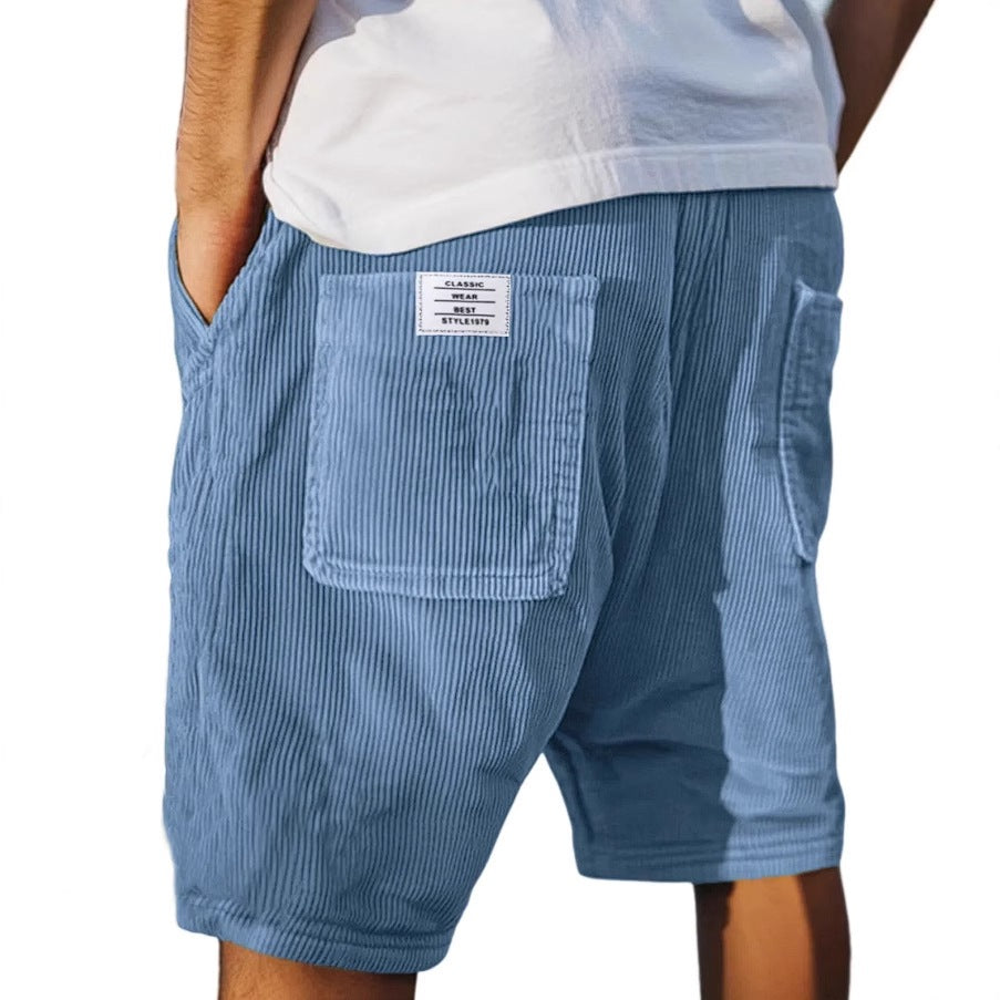 Shorts en velours côtelé vintage pour hommes avec plusieurs poches
