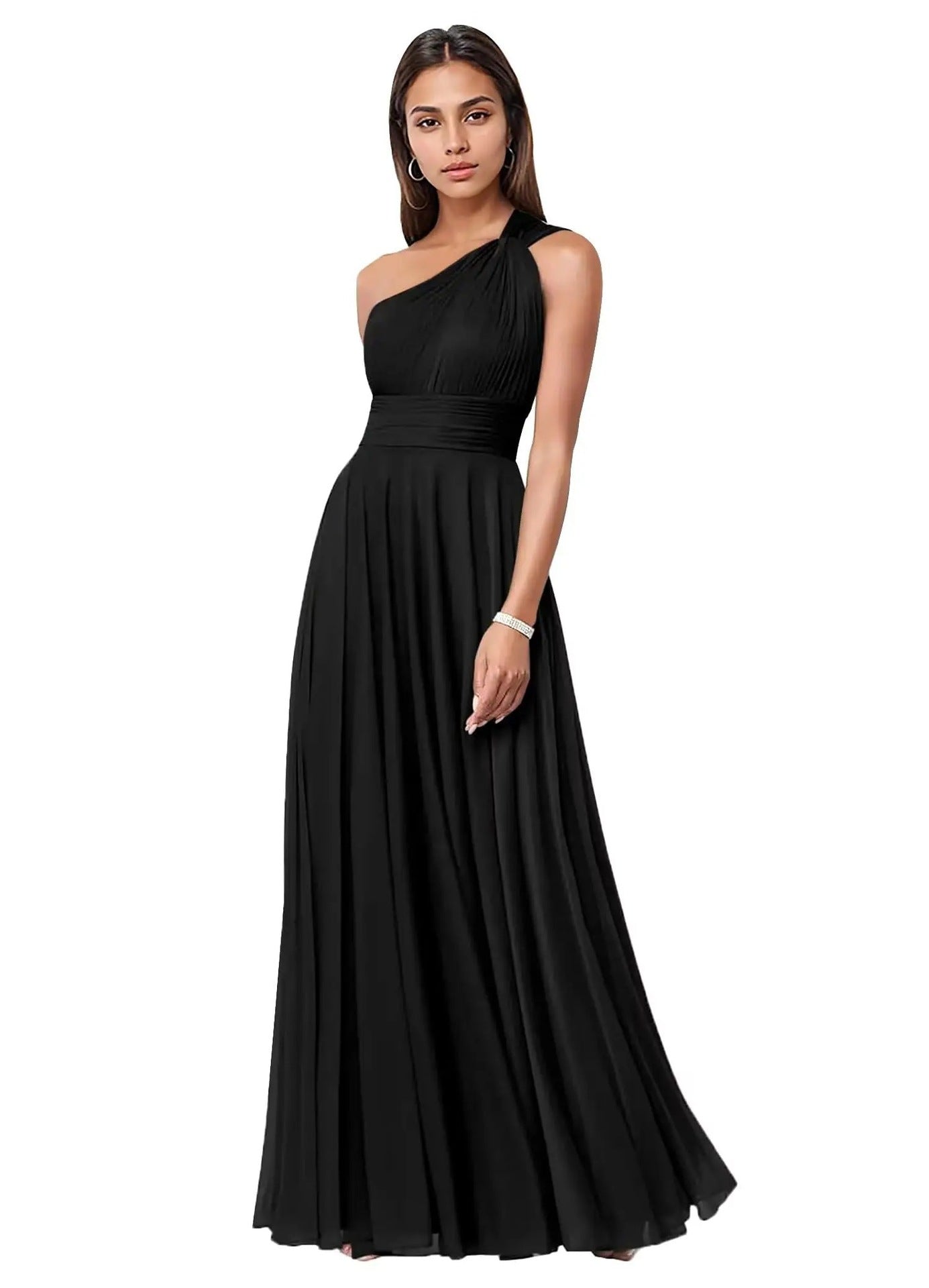 Robe de soirée en chiffon à une épaule