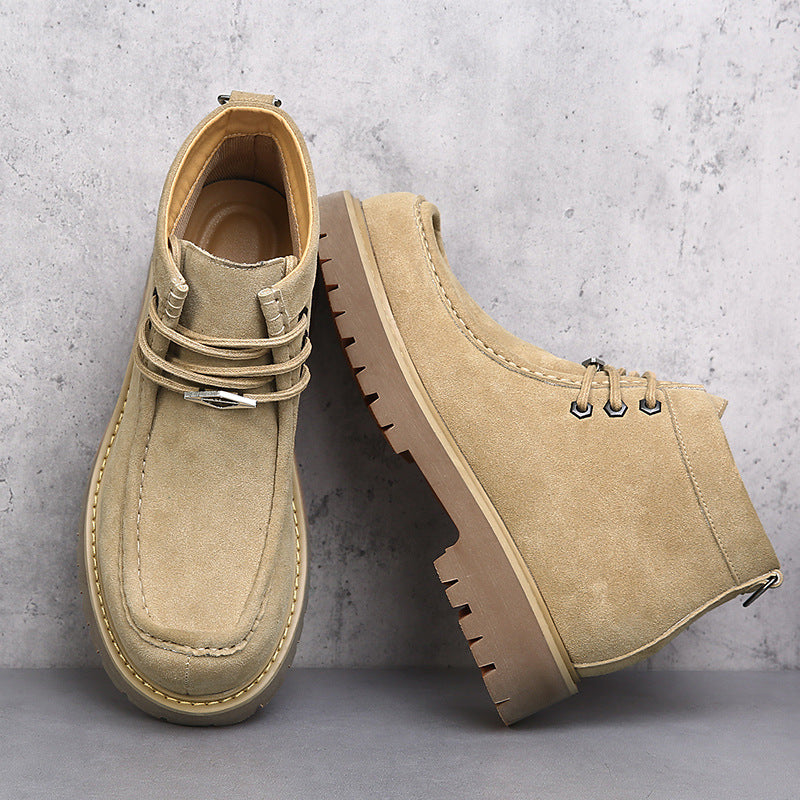 Bottes rétro pour hommes Martin en cuir véritable à plateforme