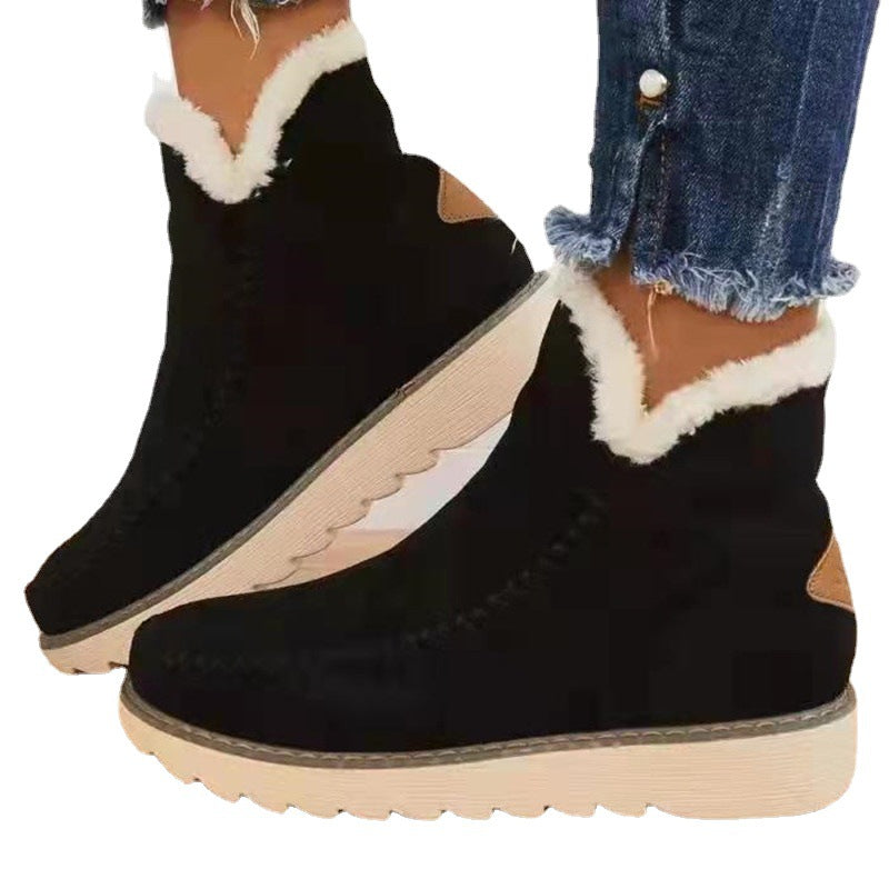 Bottes de neige en tissu épais avec doublure en fourrure
