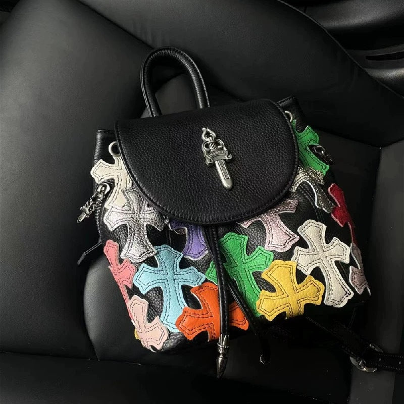 Sac bandoulière rétro aux motifs colorés