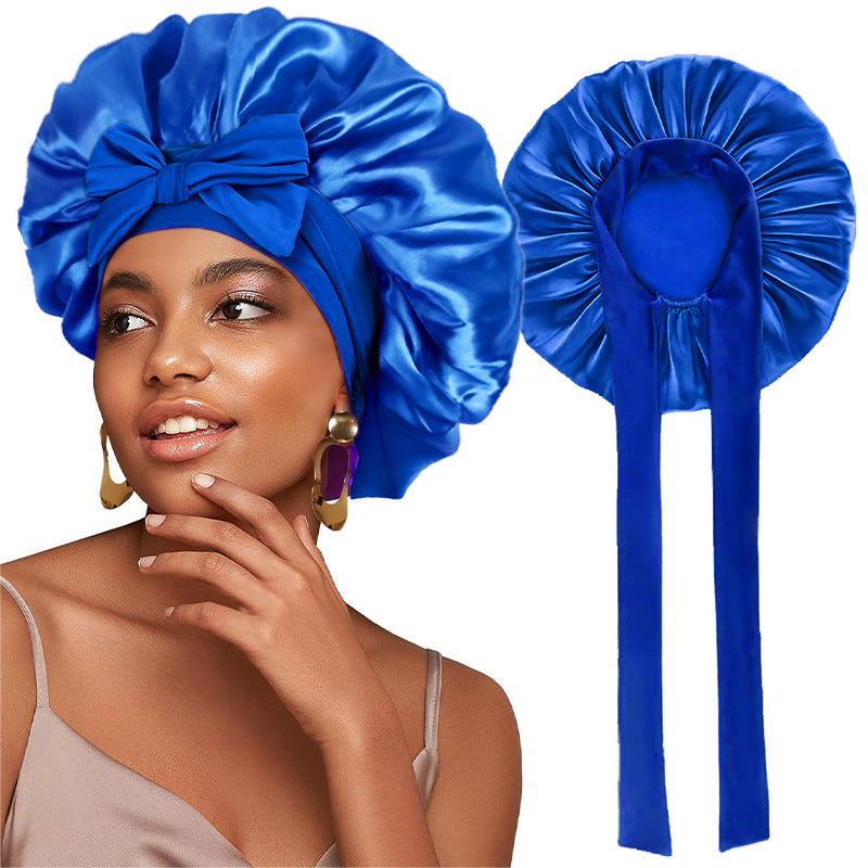 Bonnet de nuit en satin avec ruban élastique