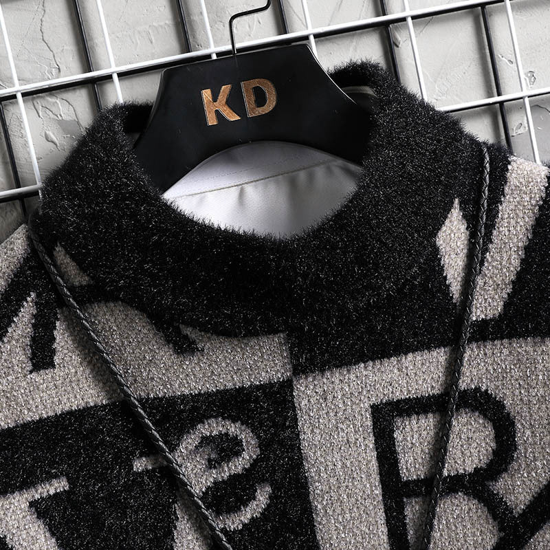 Pull en tricot pour hommes à rayures avec couleurs contrastantes