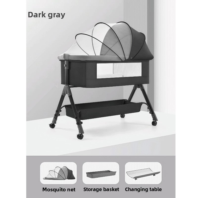 Adjustable Height Portable Baby Crib with Mosquito Net