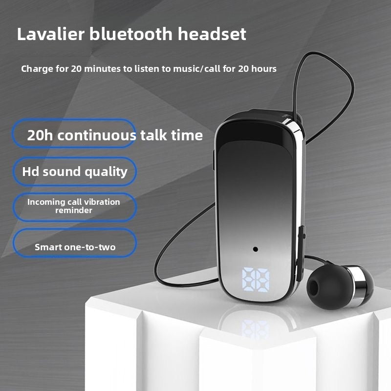 Écouteur Bluetooth rétractable à clip avec affichage numérique