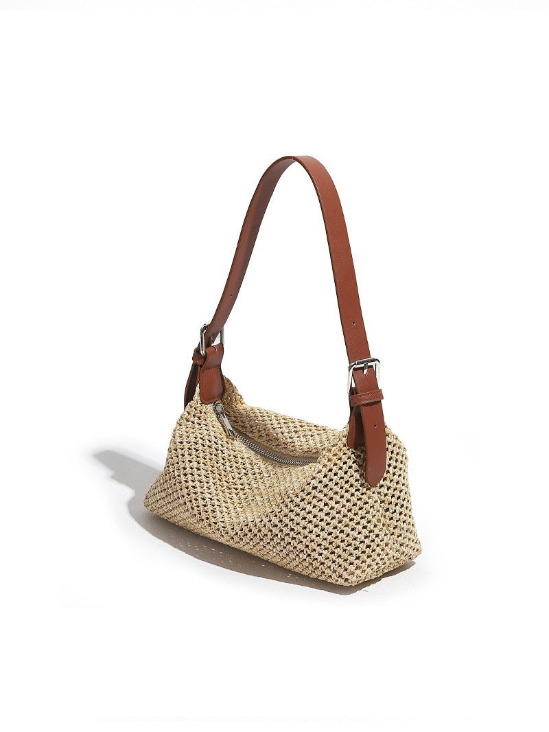 Sac bandoulière vintage en paille tressée