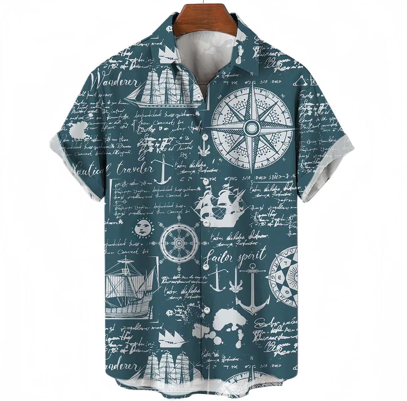 Chemise vintage pour homme à manches courtes