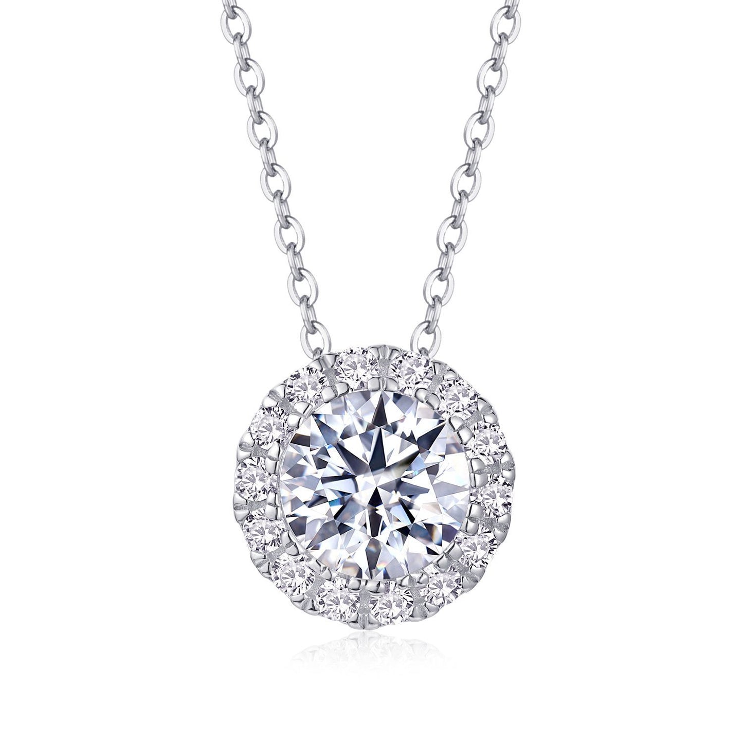 Collier pendentif géométrique en moissanite et argent sterling
