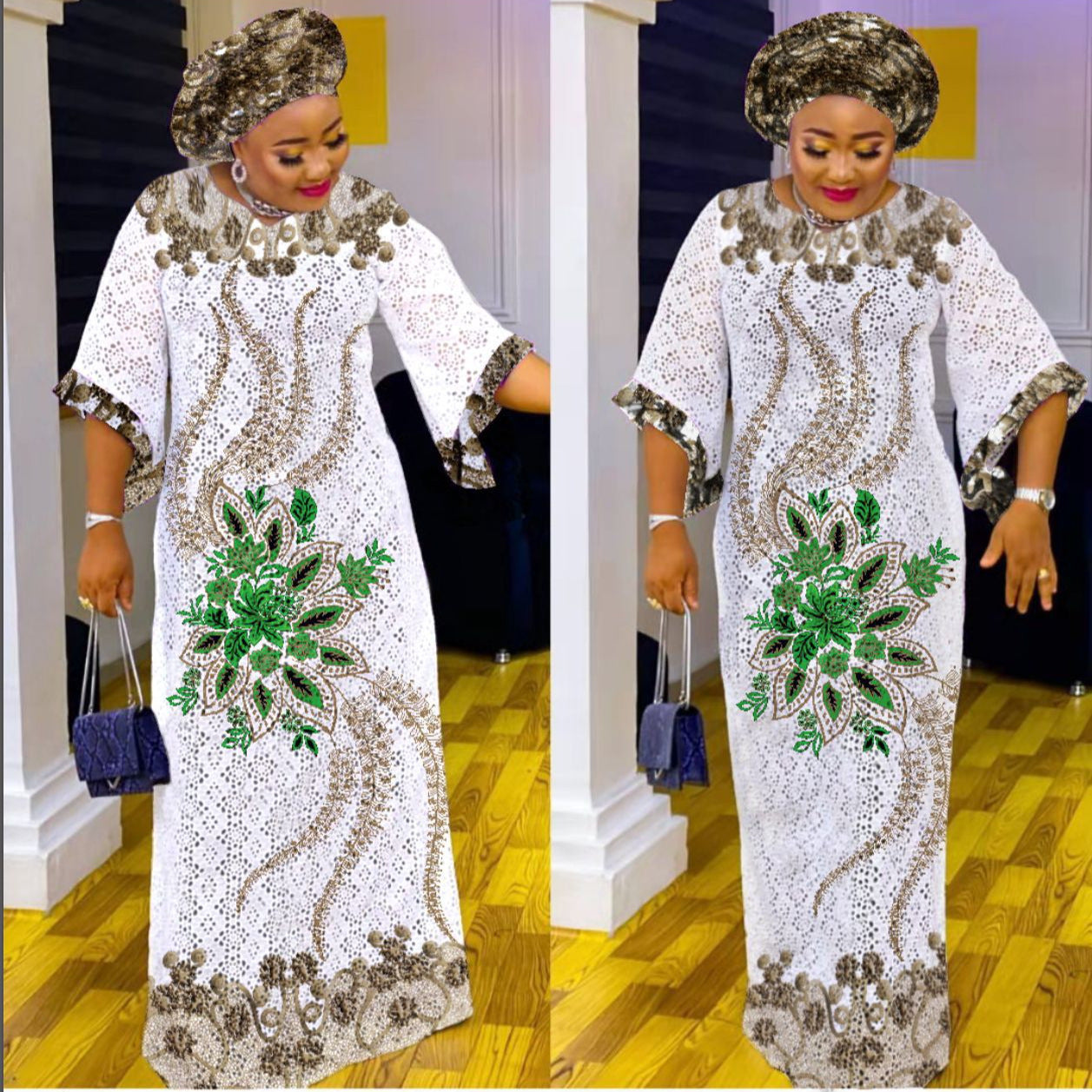 Robe longue ample à imprimé floral