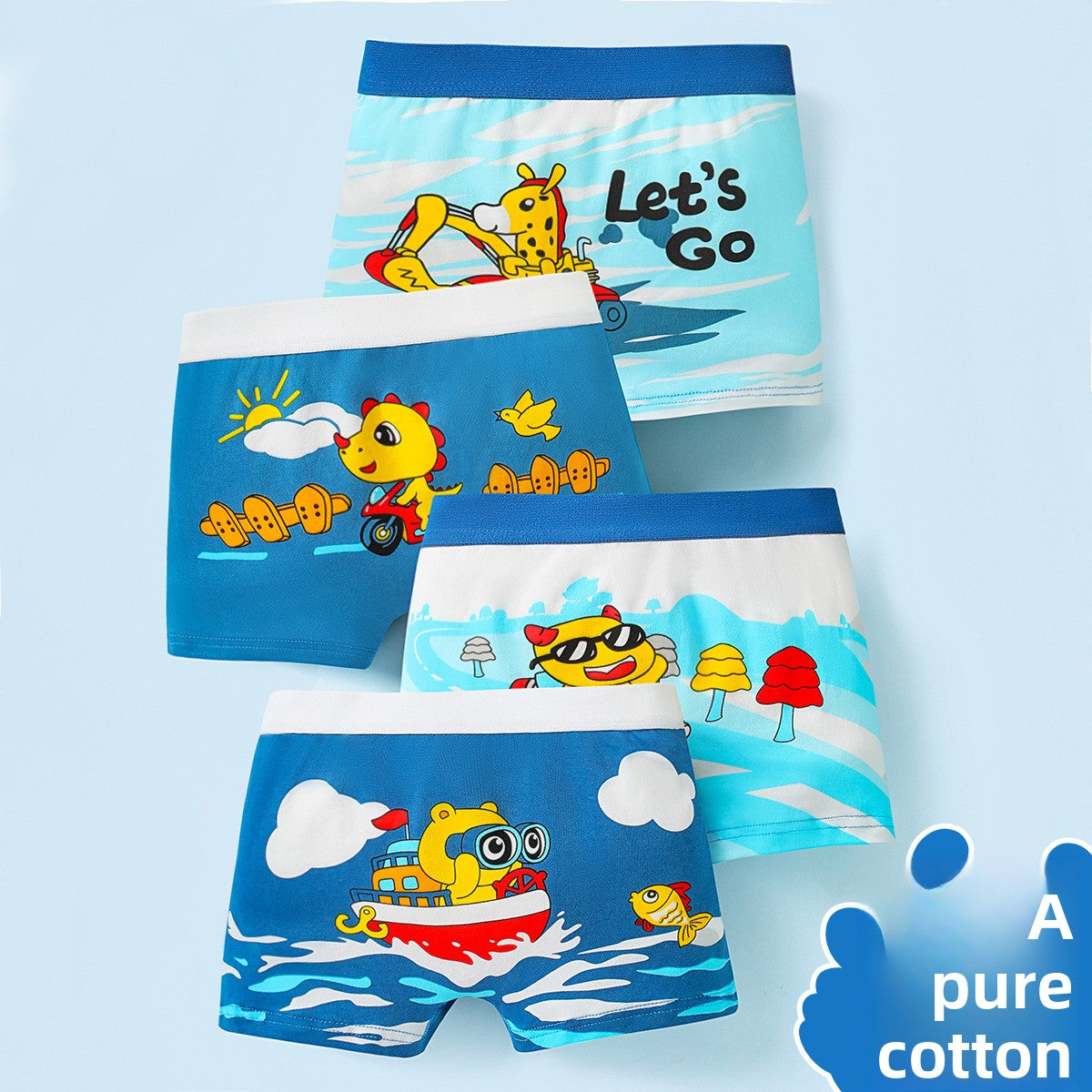 Boxers en coton pour garçons, sous-vêtements sans coutures