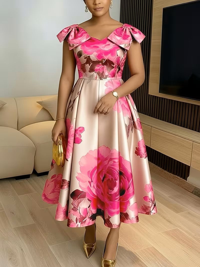 Robe pour femmes avec col à volants imprimé élégant