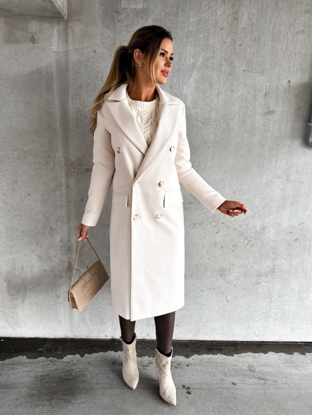 Manteau en laine à double boutonnage pour femmes