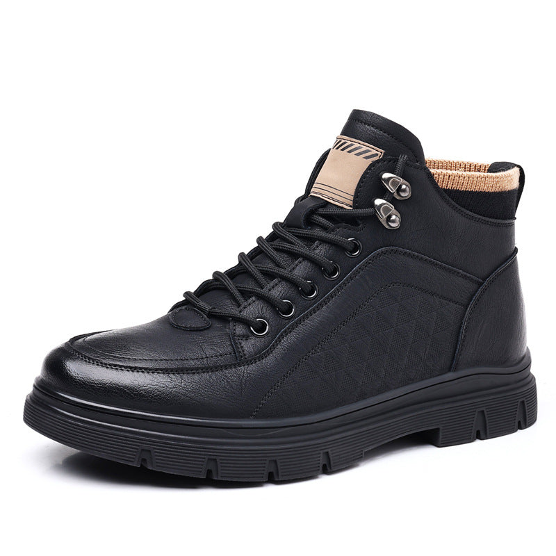 Bottes en cuir velours pour hommes, montantes, chaudes, pour l'hiver